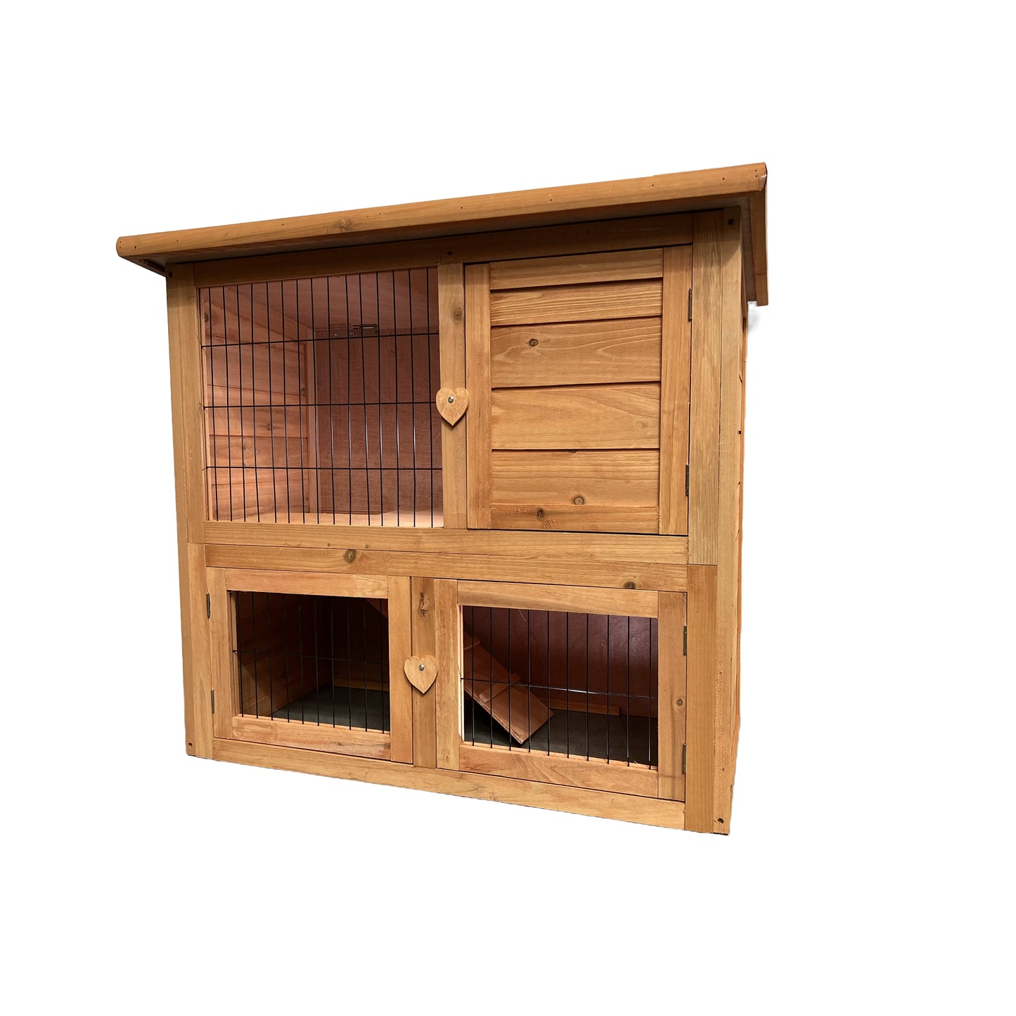 2 Storey Rabbit Hutch Guinea Pig House Chicken Coop 92x45x81cm