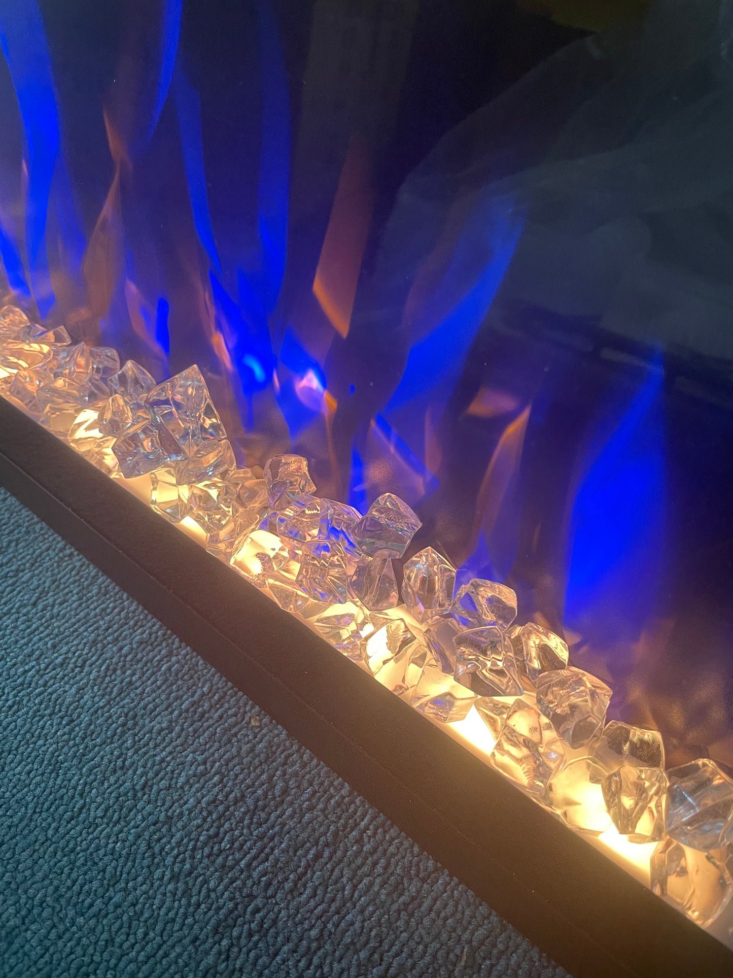 Electric Fireplace Crystal Crystals Clear Finish