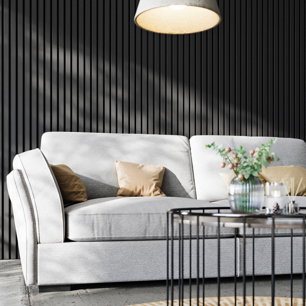 Premium Wooden Slat Acoustic Wall Panels Black Oak 2700x600mm