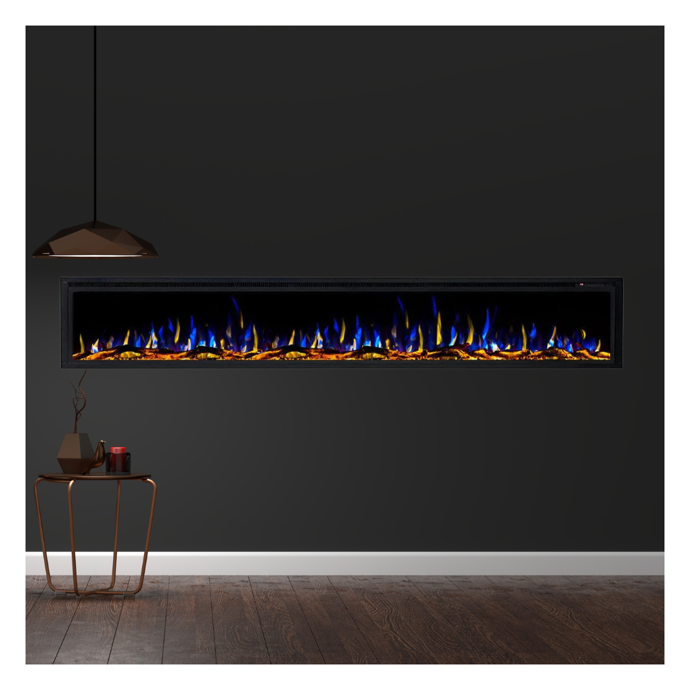 Horizon 100" Slim Trim Black Built-in Recessed / Wall mounted Heater Electric Fireplace