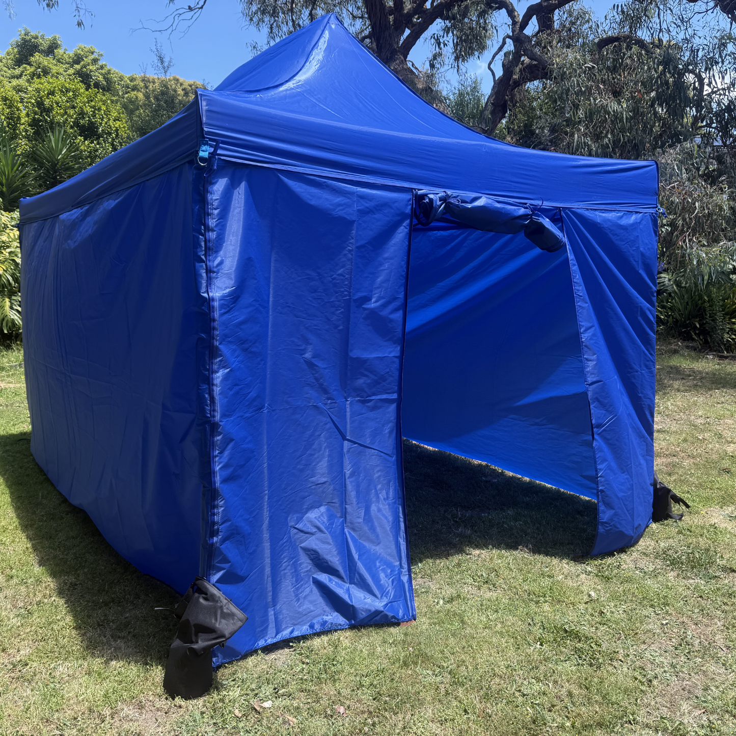 3X4.5M Folding Gazebo Hammertone finish frame Marquee Pop Up Outdoor Shade Canopy Blue