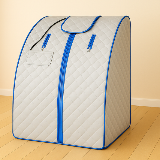Portable Far Infrared One Person Home Sauna with Chair Foot Heating Pad 96cm Tall
