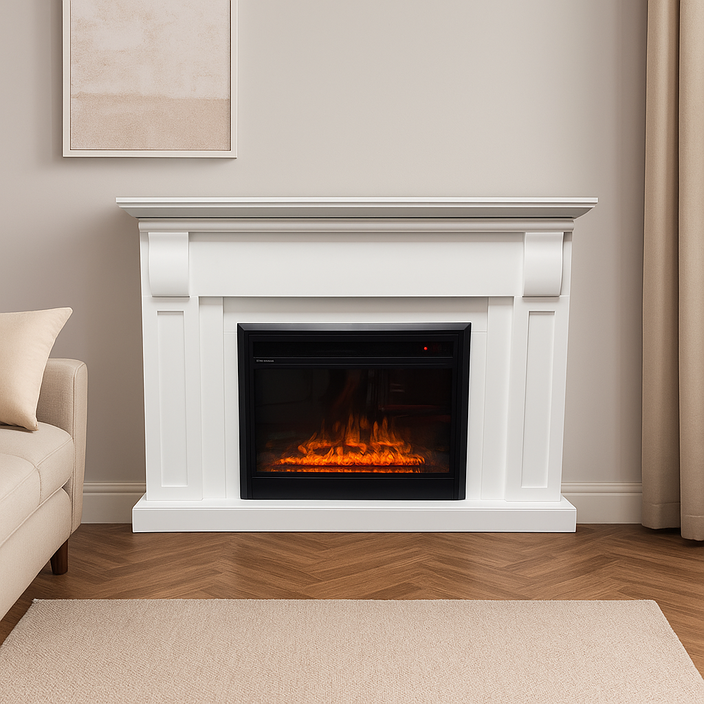 Windson 2000W Elctric Fireplace Heater 30" insert With Extra Large 153cm White Mantel