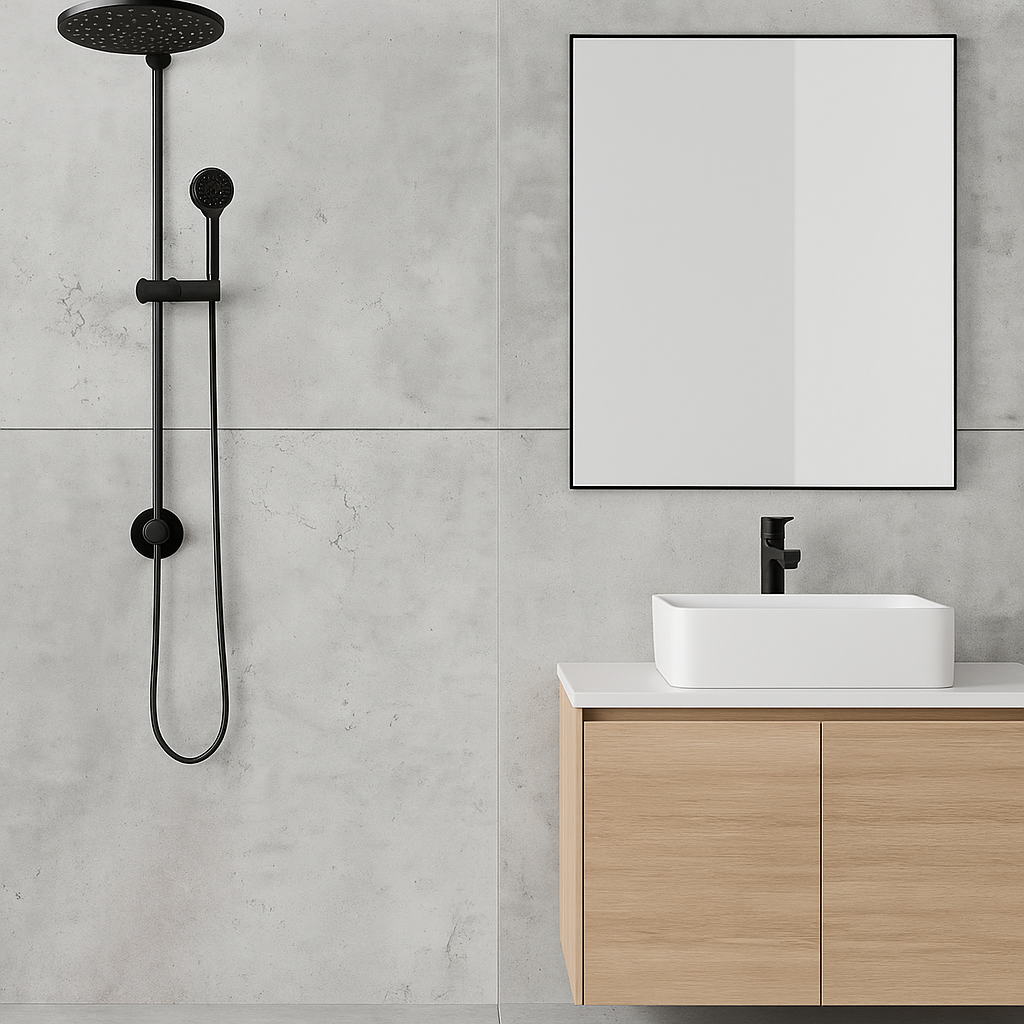 Tongue and Groove Interlocking Hollow Waterproof PVC Panels-600mm Width Concrete Grey Tiles