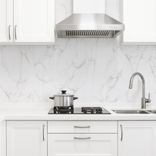 Tongue and Groove Interlocking Hollow PVC Panels-600mm Width Carrera Marble Tiles