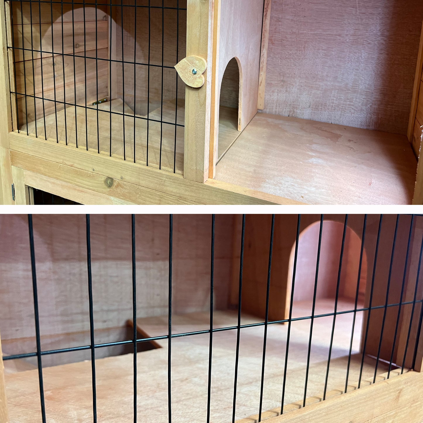 2 Storey Rabbit Hutch Guinea Pig House Chicken Coop 92x45x81cm