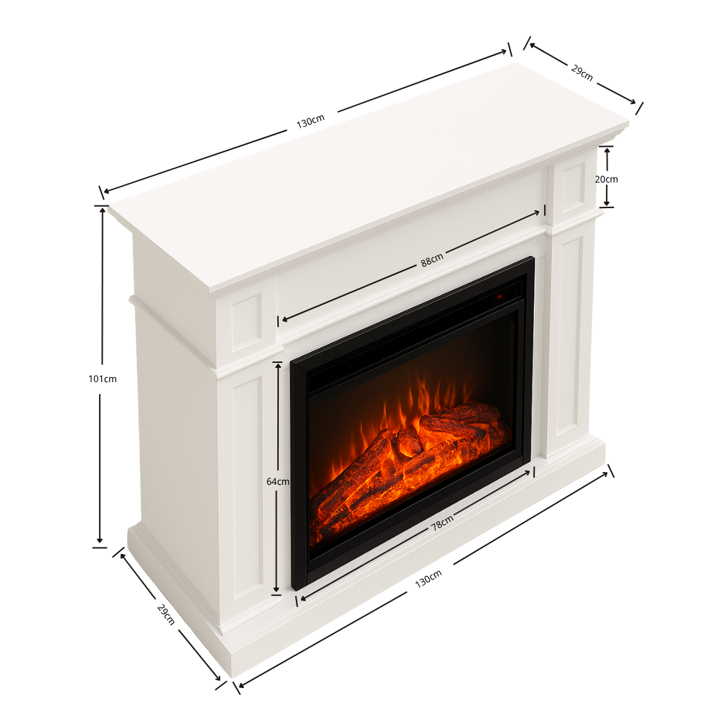 Windson 2000W Elctric Fireplace Heater 30" Insert With Large 130cm White Mantel