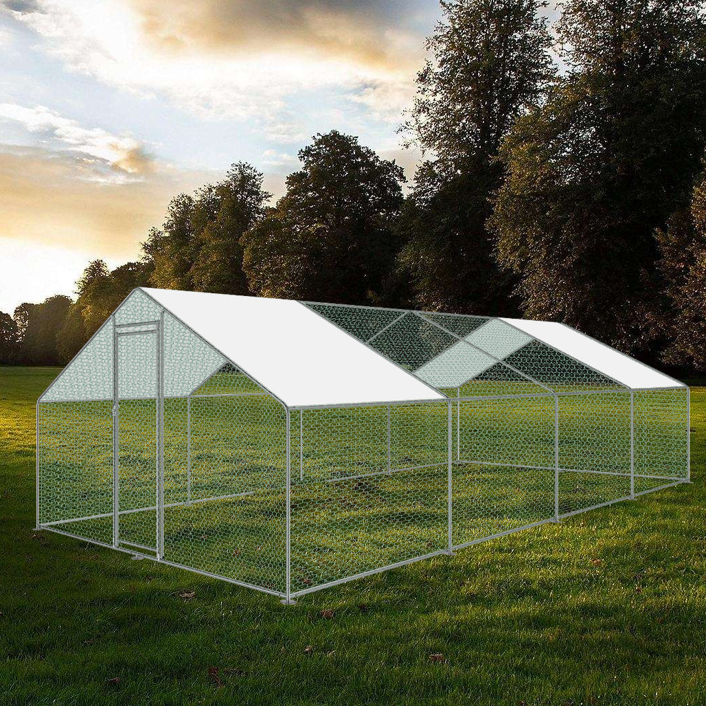 Walk-in 3X8X2M Steel Metal Chicken Coop Run Enclosure Poultry Cage