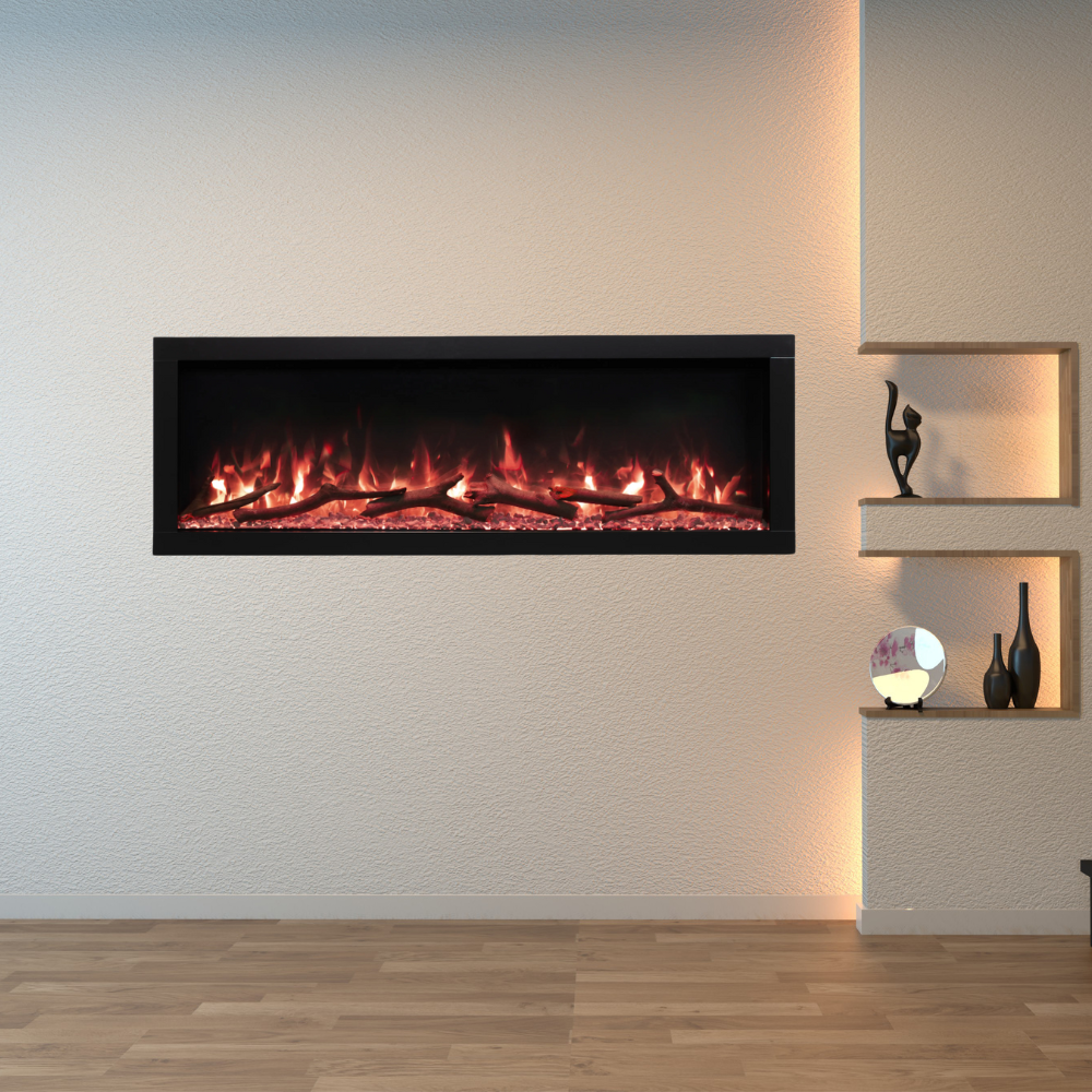 Lumi 50" Narrow Trim Seamless Built-in/Recessed & Wall-Mounted Electric Fireplace Heater WIFI Bluetooth Speaker