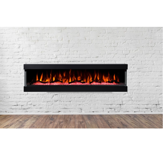 Lucia 72 inch 3 Sided Wall Mounted and Recessed/ Insert Electric Fireplace Heater