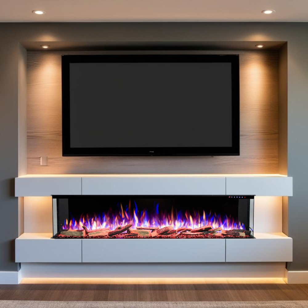 Pre-order Vienna 60" Deep Three Sided Viewing Built-in Recessed / Wall mounted Heater Electric Fireplace
