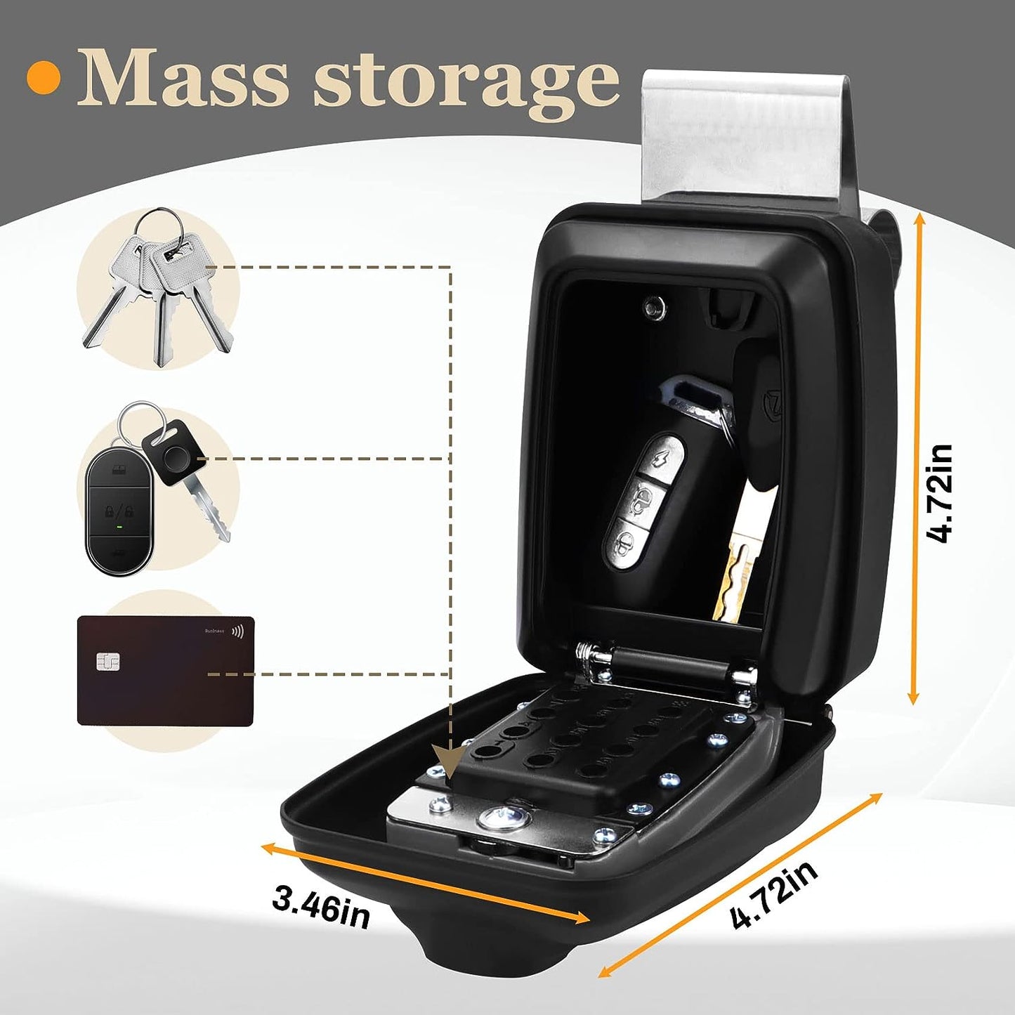 Car Window Punch Button Lock Box Key Storage Lock Box Safe with Protective Cover to Hang