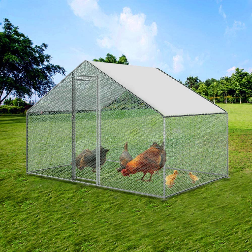 Large 2.2x1.4x1.75M Walk-in Steel Metal Chicken Coop Run Enclosure Poultry Cage