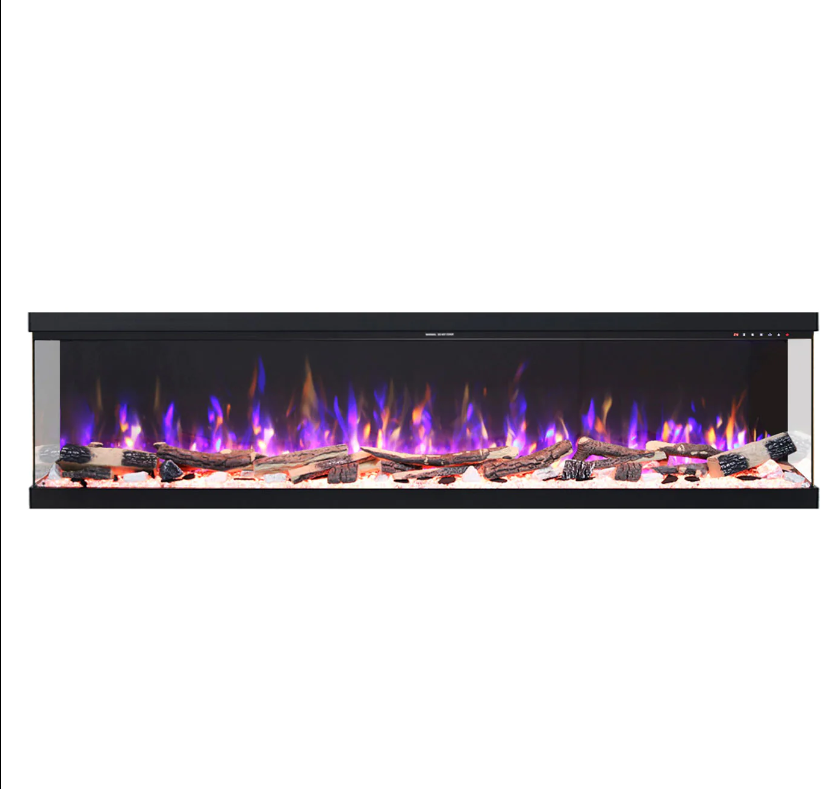 Pre-order Vienna 78" Extra Deep Three Sided Viewing Built-in Recessed / Wall mounted Heater Electric Fireplace