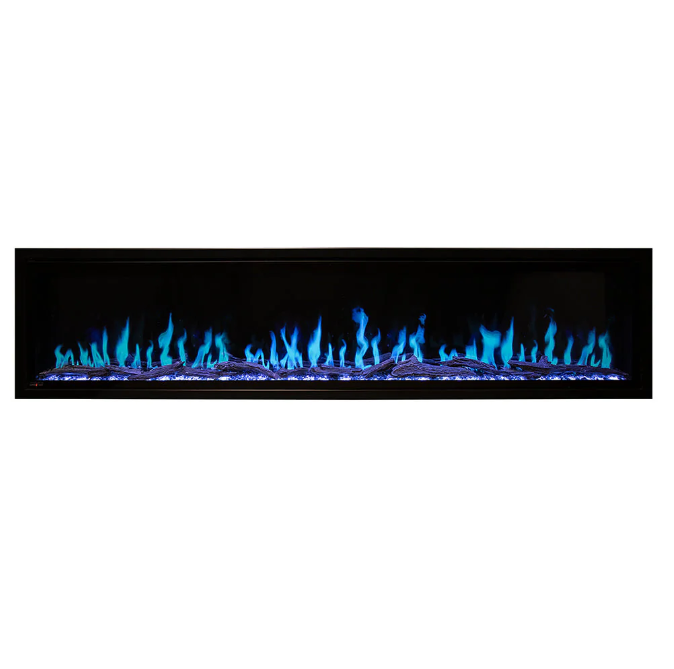 Lumi 72" Narrow Trim Seamless Built-in/Recessed & Wall-Mounted Electric Fireplace Heater WIFI Bluetooth Speaker