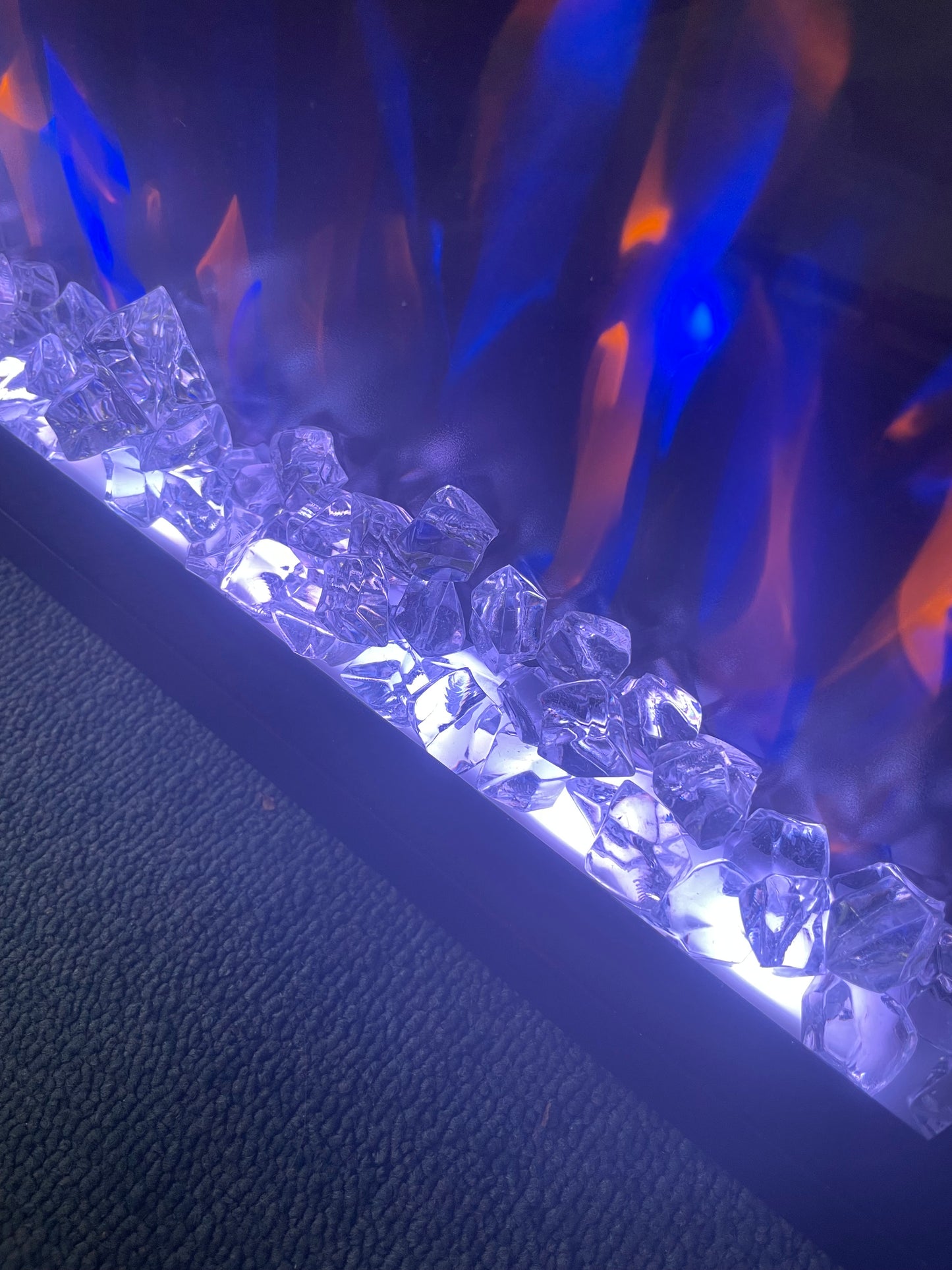 Electric Fireplace Crystal Crystals Clear Finish
