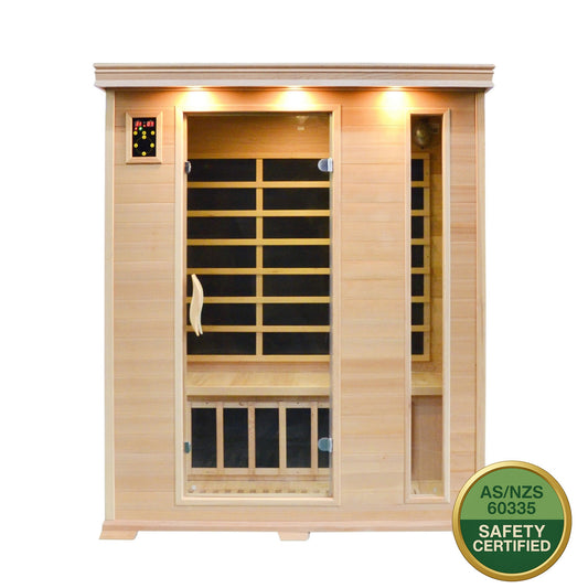 Greenland Luxury Carbon Fibre Infrared 3 Person Sauna 9 Heating Panels 2190W