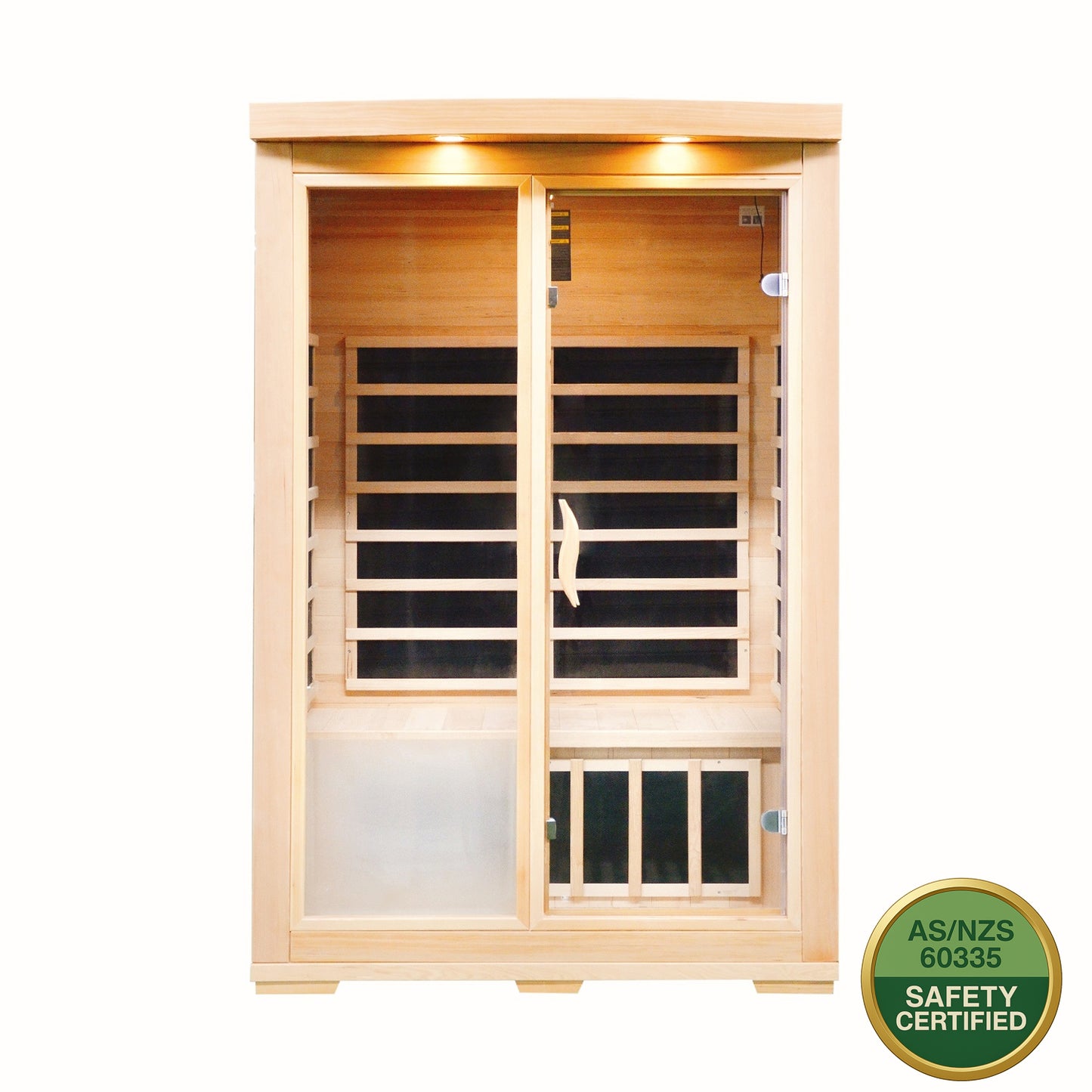 Greenland 2-Person Luxury Far-Infrared Sauna 8 Carbon Heater 1890W Full Glass Front Panel