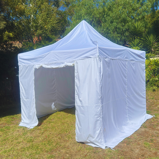 Premium 3X3m Aluminum HEX 40 Folding Gazebo Marquee Pop Up Outdoor Canopy 3 Sided Wall White