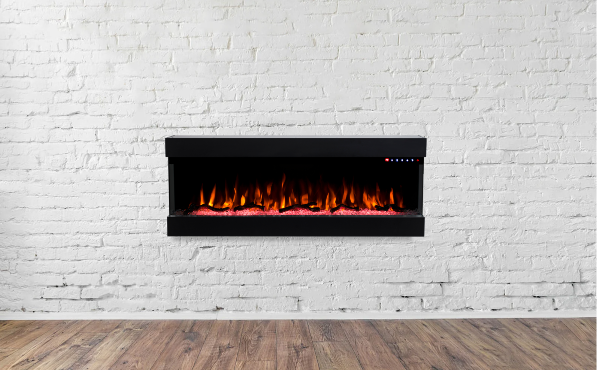 Lucia 50 inch 3 Sided Wall Mounted and Recessed/ Insert Electric Fireplace Heater