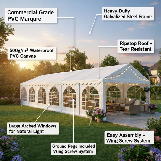 6x12m Premier Grade Galvanized Frame Marquee PVC Fabric Party Tent