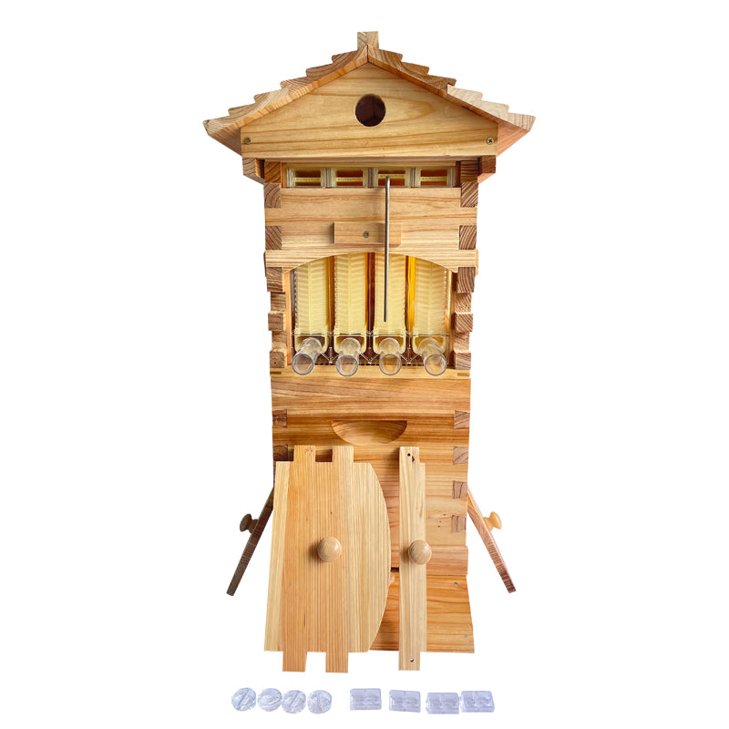 Mini Auto Beehive Honey House Beekeeping +4x Auto Flowing Honey Hive Frames +6 X Brood Box Frames