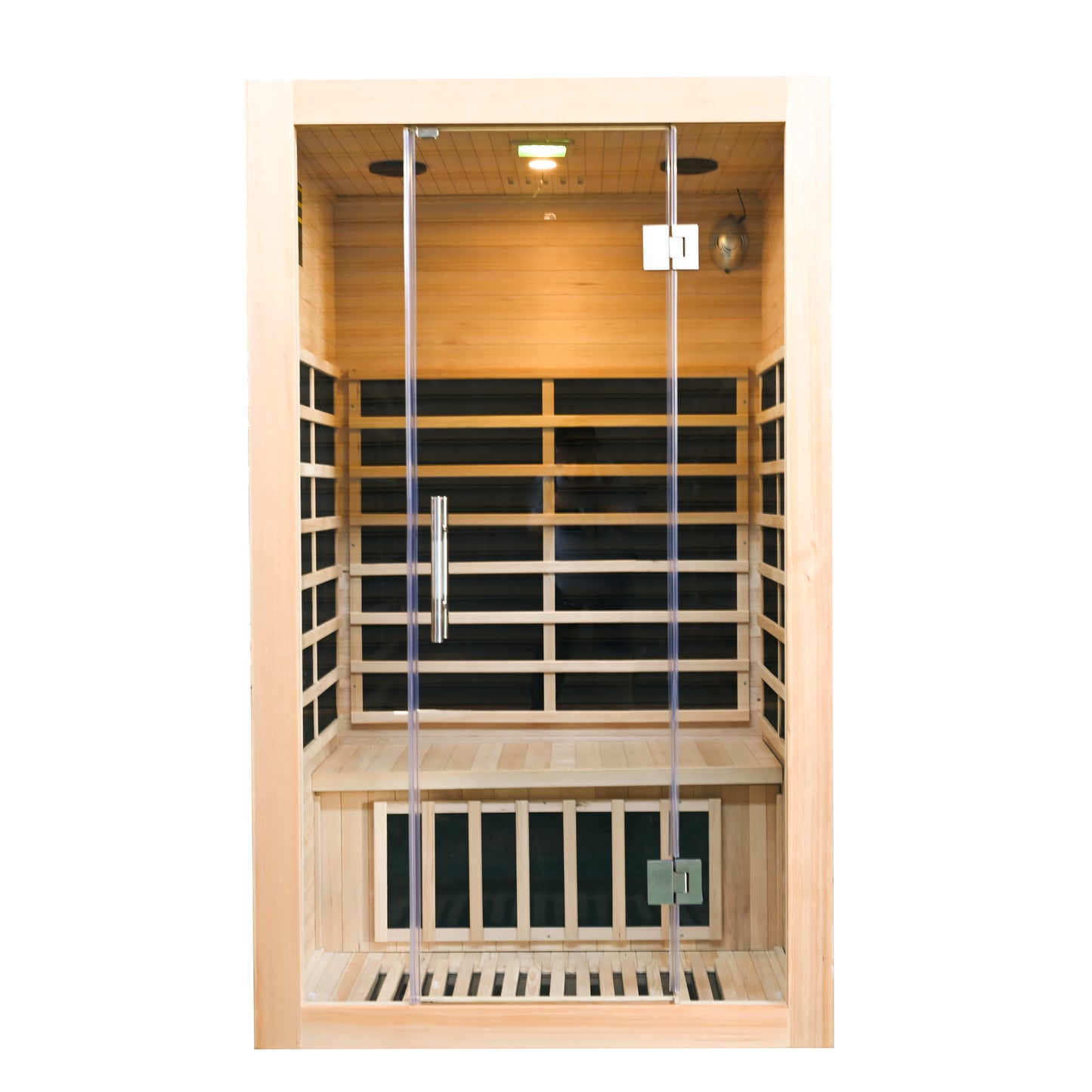Greenland 2-Person Luxury Far-Infrared Sauna 8 Carbon Heater 1860W Full Glass Front Panel