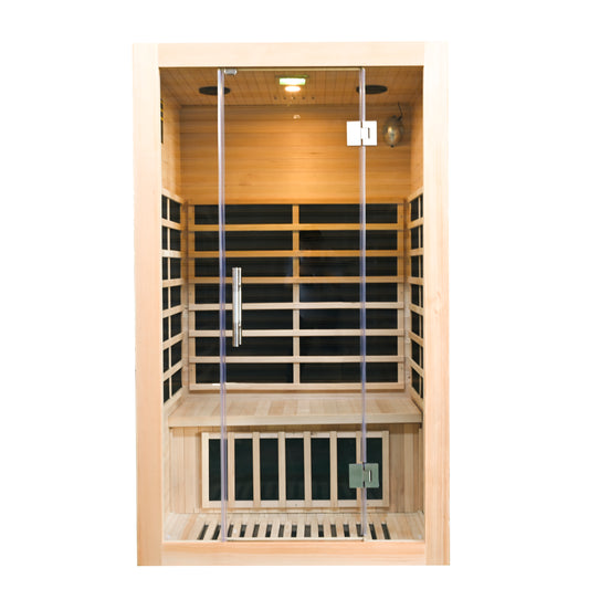Greenland 2-Person Luxury Far-Infrared Sauna 8 Carbon Heater 1860W Full Glass Front Panel
