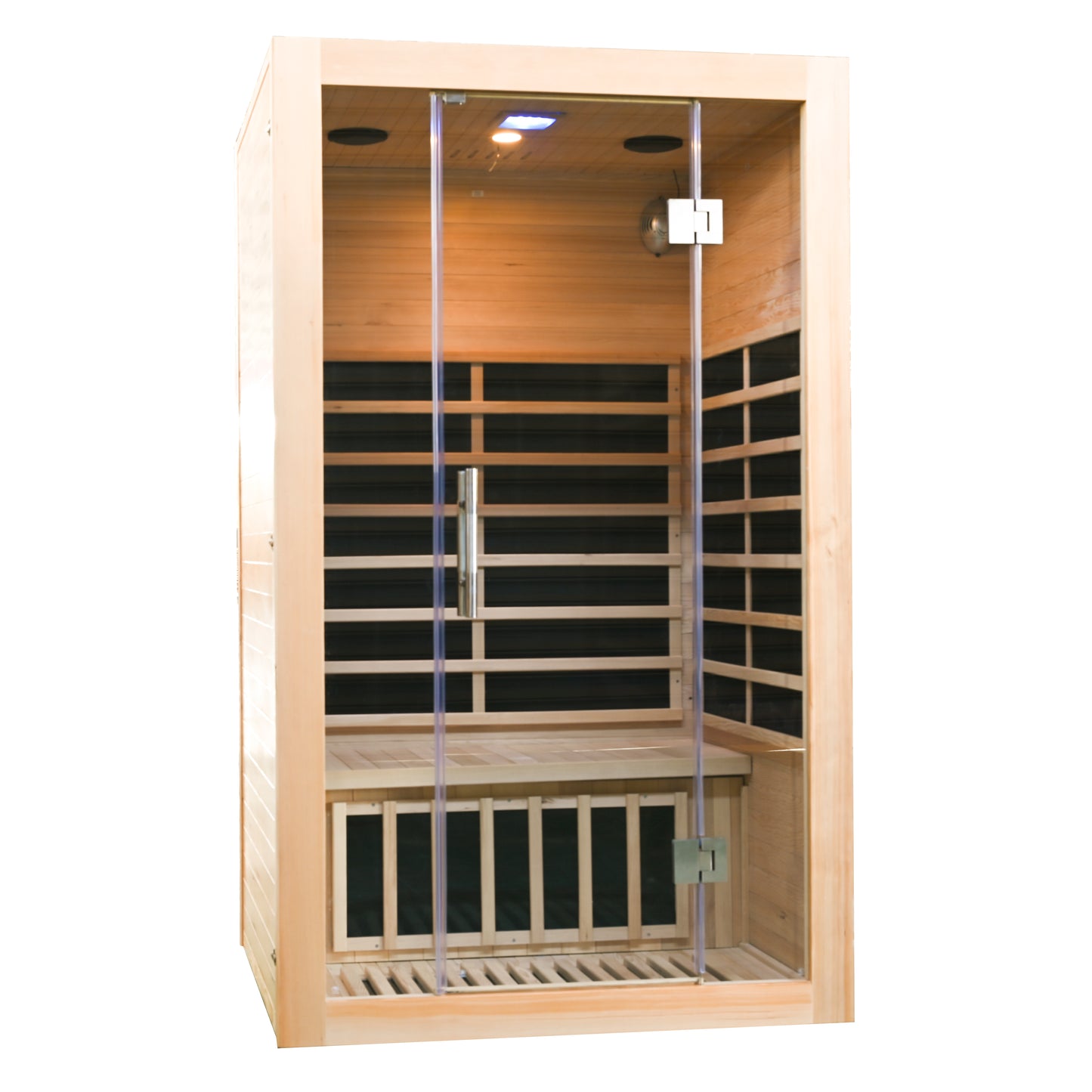 Greenland 2-Person Luxury Far-Infrared Sauna 8 Carbon Heater 1860W Full Glass Front Panel