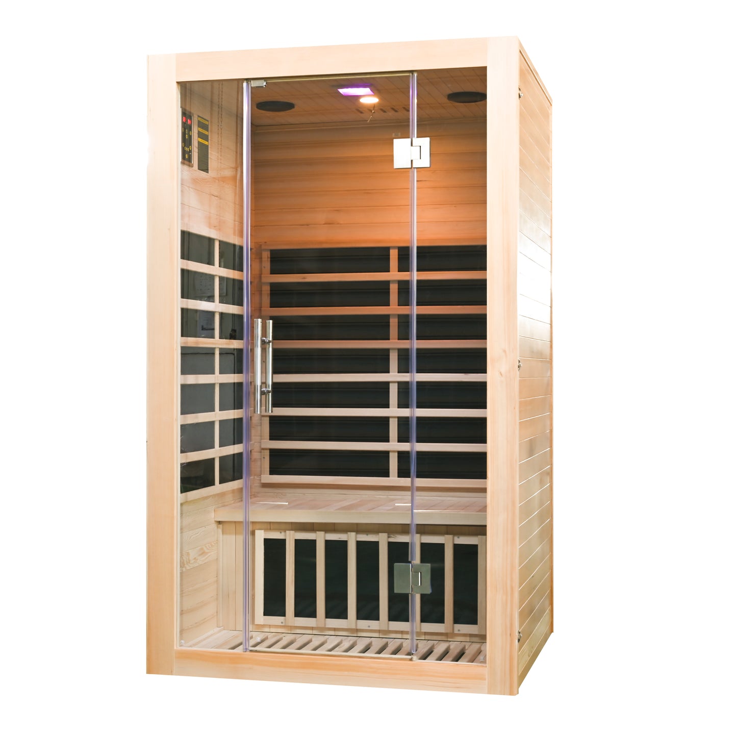 Greenland 2-Person Luxury Far-Infrared Sauna 8 Carbon Heater 1860W Full Glass Front Panel