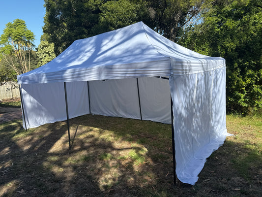 3X6M Pop Up Gazebo Hammerstone Finish Folding Shade Canopy Marquee White