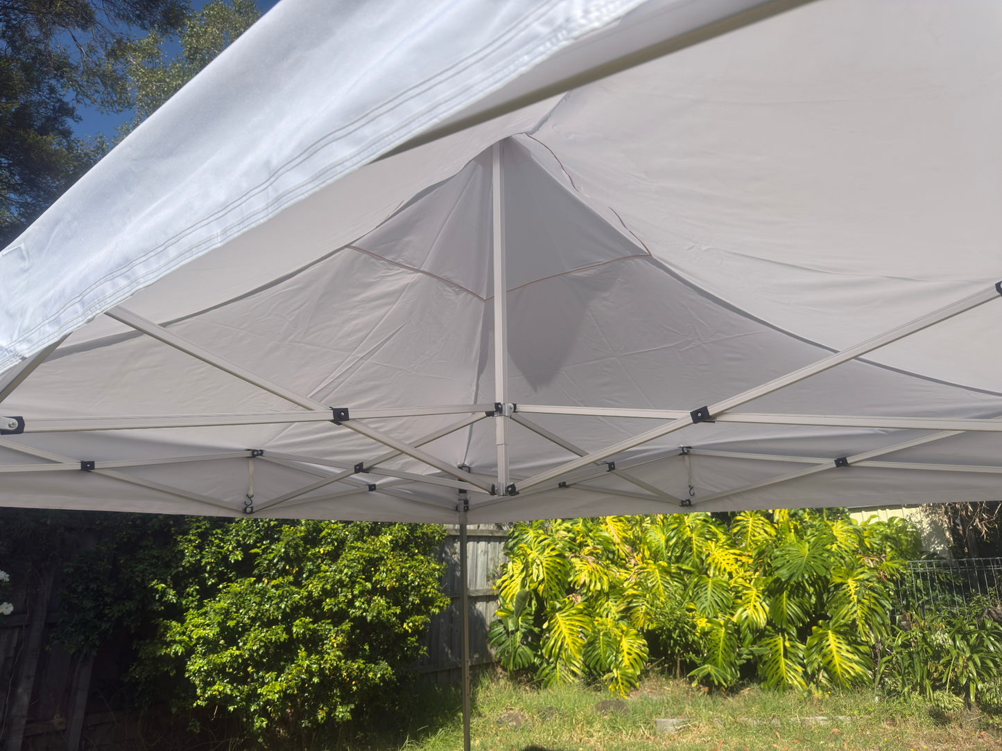 Premium 3X3m Aluminum HEX 40 Folding Gazebo Marquee Pop Up Outdoor Canopy 3 Sided Wall White