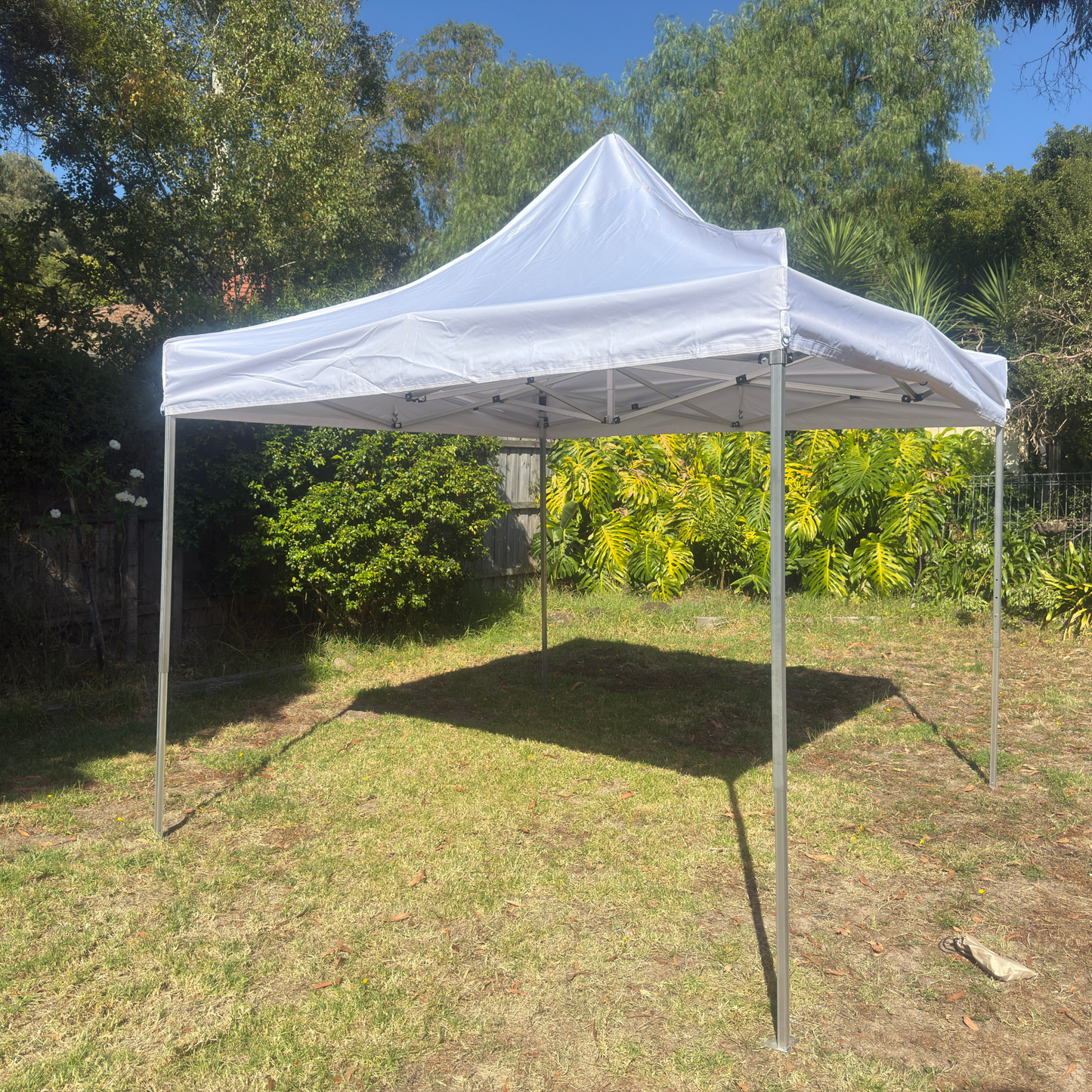 Premium 3X3m Aluminum HEX 40 Folding Gazebo Marquee Pop Up Outdoor Canopy 3 Sided Wall White