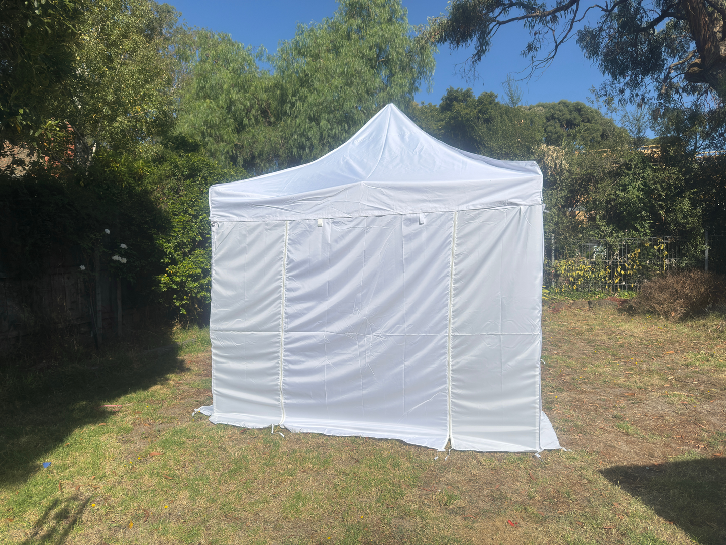 Premium 3X3m Aluminum HEX 40 Folding Gazebo Marquee Pop Up Outdoor Canopy 3 Sided Wall White