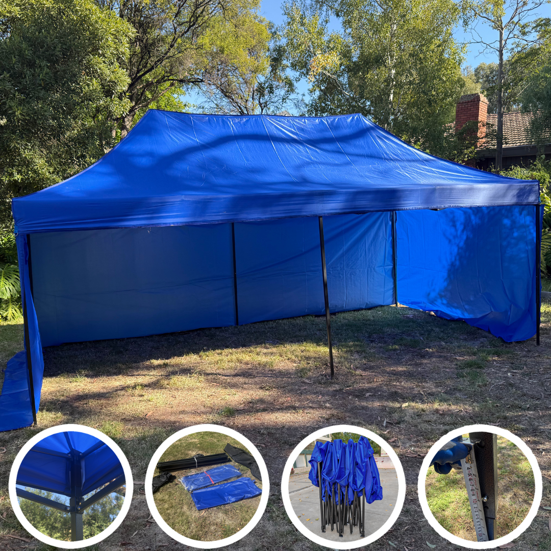 3X6M Pop Up Gazebo Hammerstone Finish Folding Shade Canopy Marquee Blue