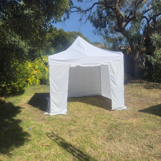 Premium 3X3m Aluminum HEX 40 Folding Gazebo Marquee Pop Up Outdoor Canopy 3 Sided Wall White