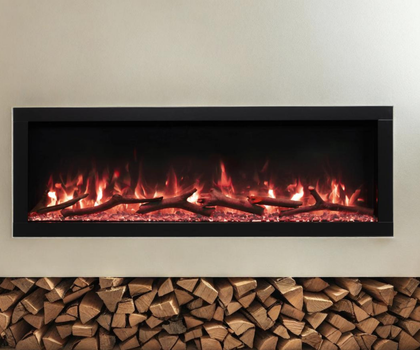 Lumi 50" Narrow Trim Seamless Built-in/Recessed & Wall-Mounted Electric Fireplace Heater WIFI Bluetooth Speaker
