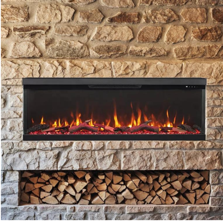 Lucia 50 inch 3 Sided Wall Mounted and Recessed/ Insert Electric Fireplace Heater