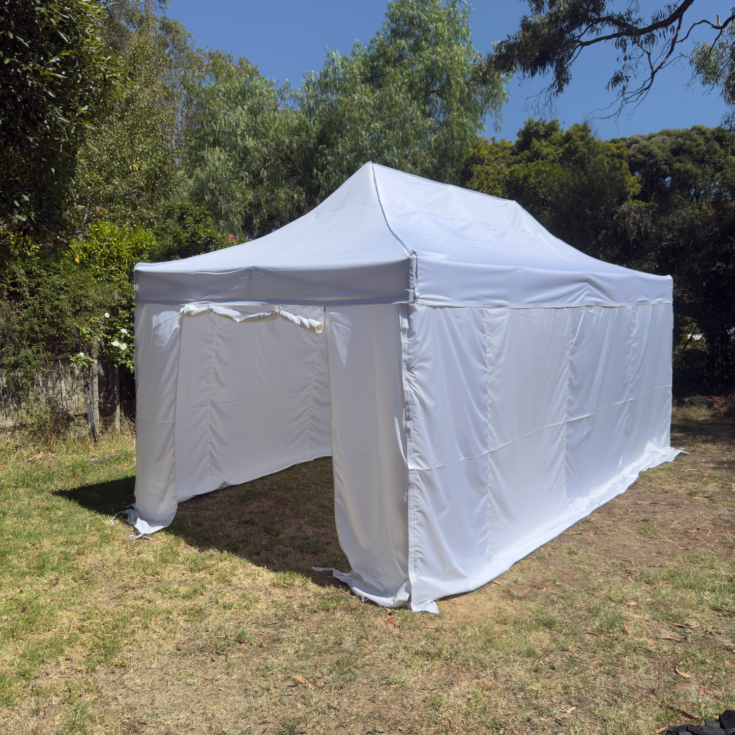 Deluxe 3X6m Aluminum HEX 50 Folding Gazebo Marquee Pop Up Outdoor Canopy 4 side walls White