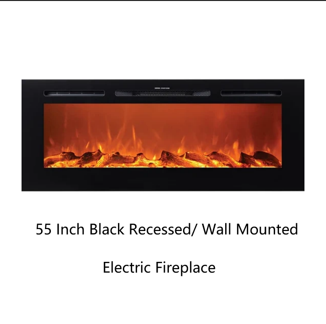 Victoria 55" Black Built-in Recessed / Wall mounted Heater Electric Fireplace