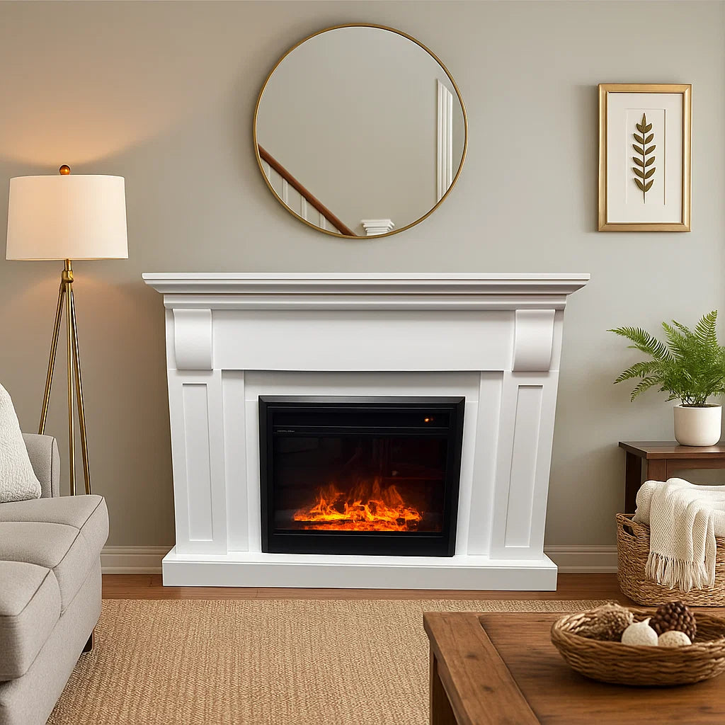 Windson 2000W Elctric Fireplace Heater 30" insert With Extra Large 153cm White Mantel
