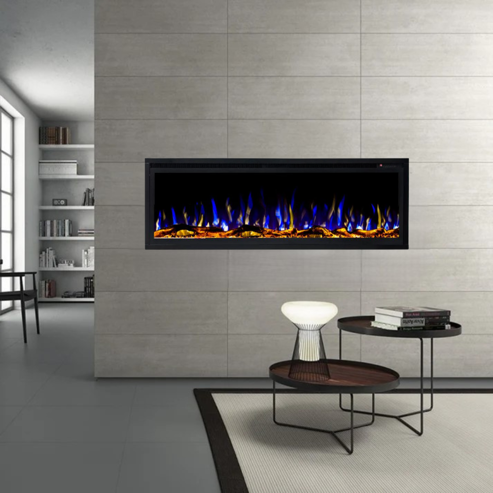 Horizon 50" Slim Trim Black Built-in Recessed / Wall mounted Heater Electric Fireplace
