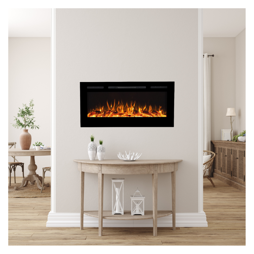 Victoria 45" Black Built-in Recessed / Wall mounted Heater Electric Fireplace