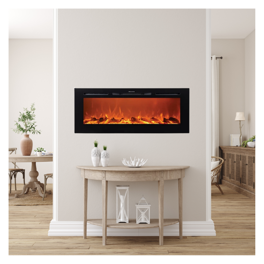 Victoria 55" Black Built-in Recessed / Wall mounted Heater Electric Fireplace