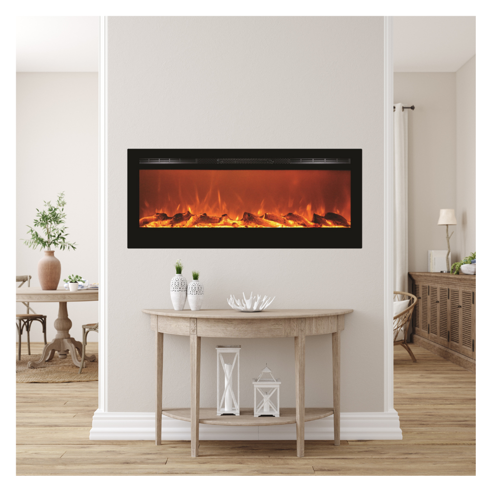 Victoria 65" Black Built-in Recessed / Wall mounted Heater Electric Fireplace
