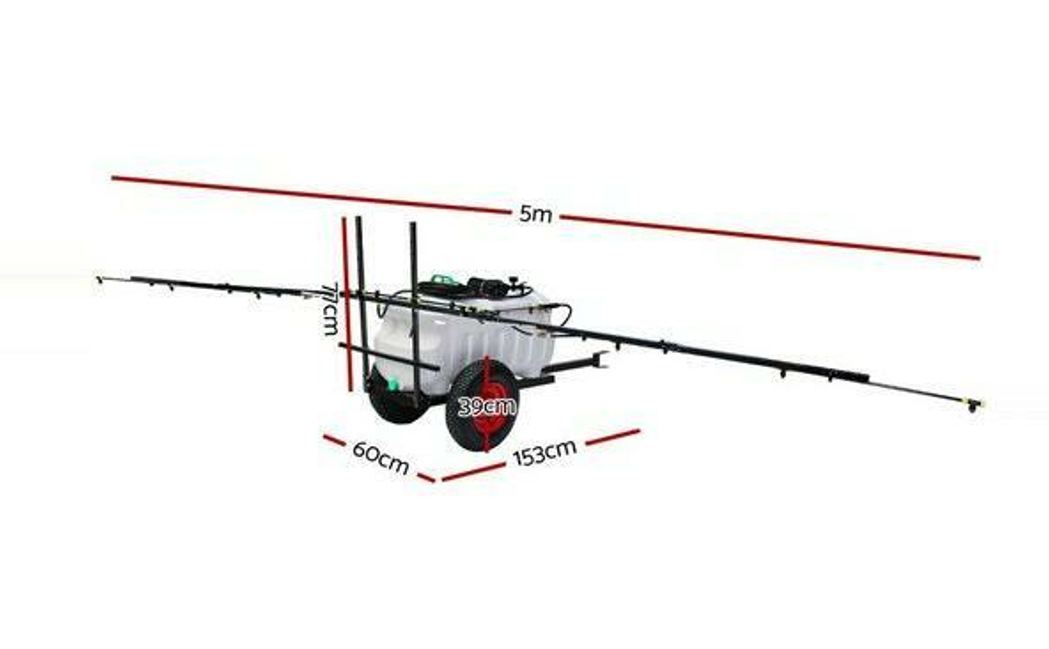 100L 12V Tow Behind Weed Sprayer trailer 5m Boom Garden Spray