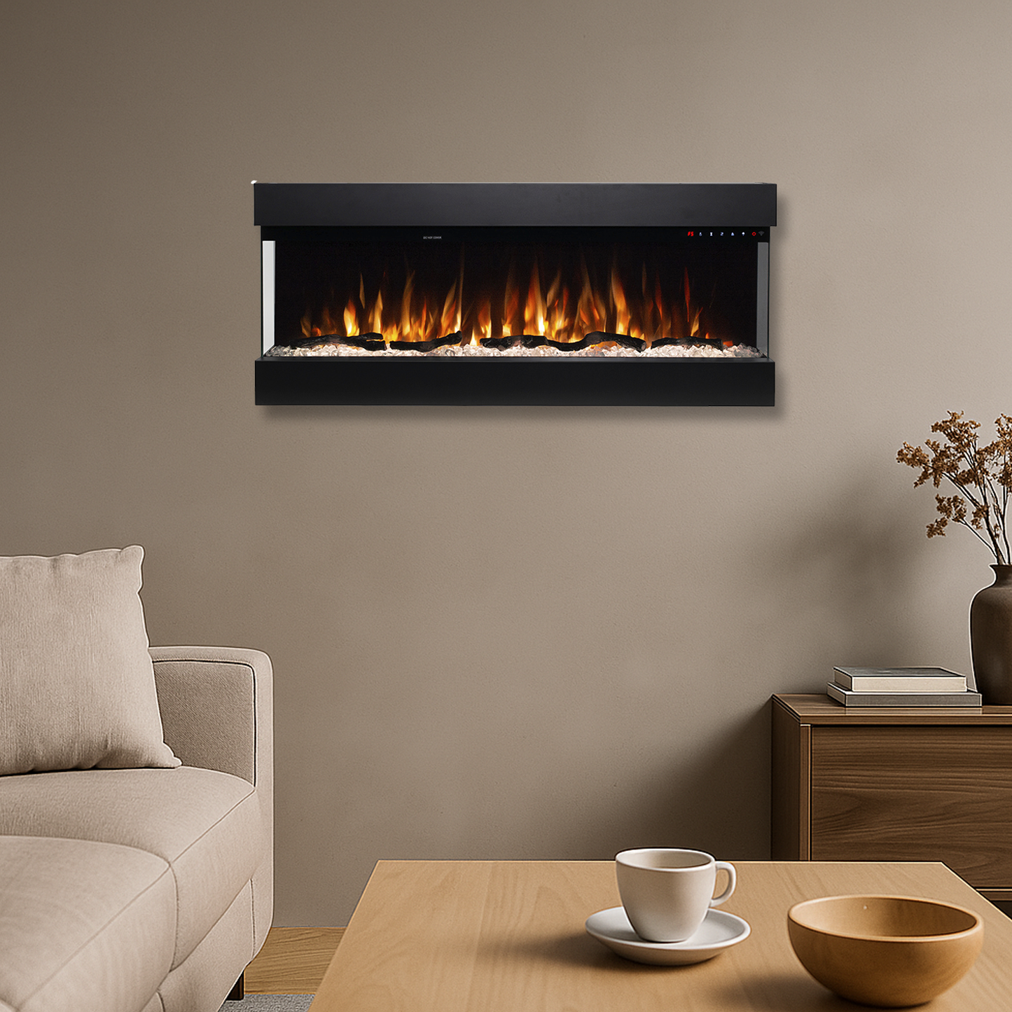 Lucia 43 inch 3 Sided Wall Mounted and Recessed/ Insert Electric Fireplace Heater