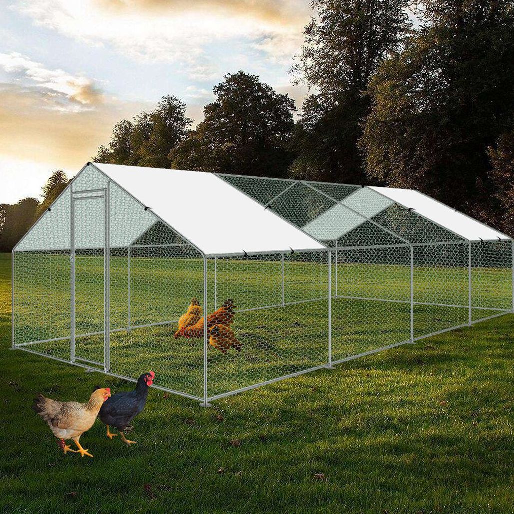 Walk-in 3X8X2M Steel Metal Chicken Coop Run Enclosure Poultry Cage