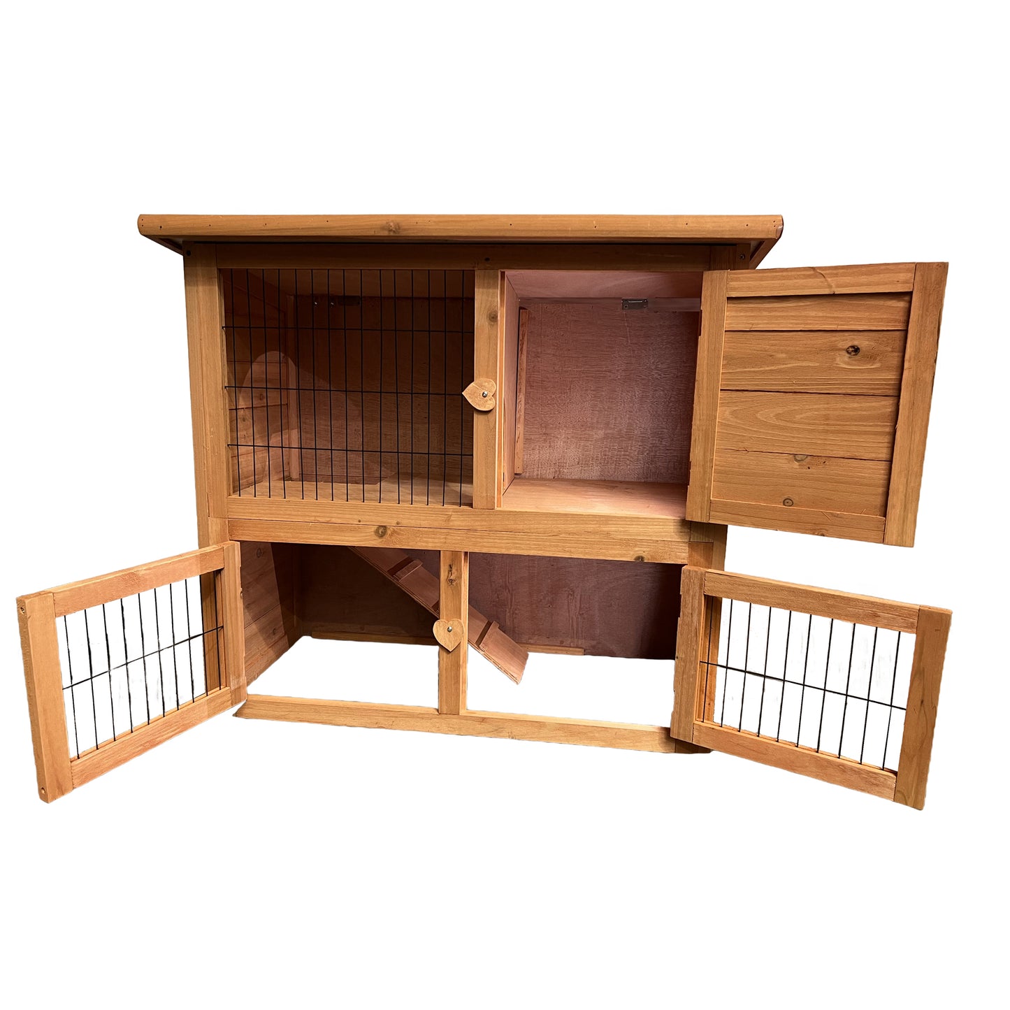 2 Storey Rabbit Hutch Guinea Pig House Chicken Coop 92x45x81cm