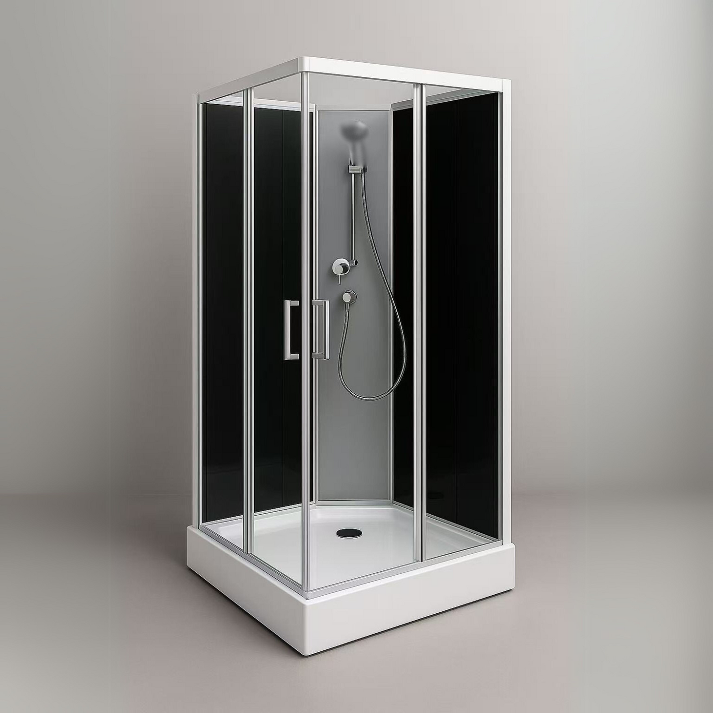 800x800x2000mm Black Shower Screen Cubicle Enclosure W/T Base Bathroom AD1805